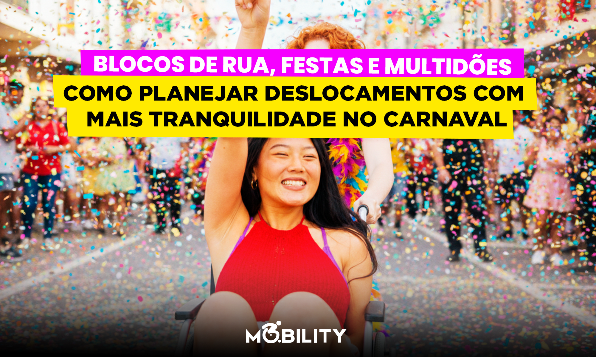 Mulher no carnaval com amiga feliz em sua cadeira de rodas manual